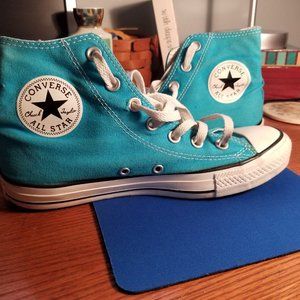 blue or turquoise high top chuck taylors